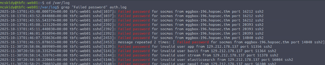 Filtering Auth Logs for Failed Logins